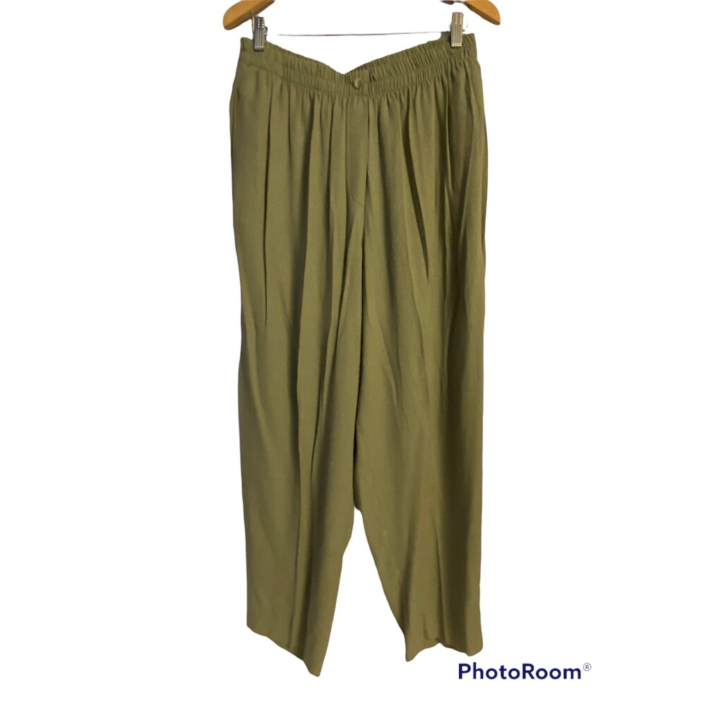 Ellen Figg Woman Pants 18W  Elastic Waist Green Vintage!